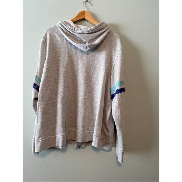 CATO Women's Plus Size 26/28W Zip Up Varsity Hoodie Gray Blue Sporty Loungewear - Picture 7 of 8